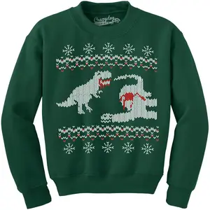 Dinosaur Snack Funny T-Rex Dinos Ugly Christmas Unisex Crew Neck Sweatshirt Funny Sweater Christmas Crew Neck Funny Dinosaur Long Sleeve Crew Novelty Sweatshirts for Men Forest
