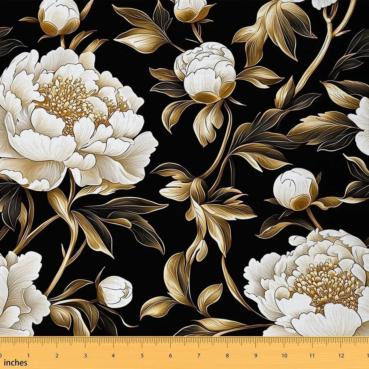 Peony Flannel Fabric Botanical Floral Upholstery Fabric Vintage Flowers Decors Garden Plants Blossom DIY Art