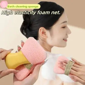 1 pc Soap Pouch & Bath Sponge - Soap Pouch - Bath Sponge - Bath Ball - Washcloth - Ultra-soft bath sponge / Produces a rich lather, suitable for home bathrooms and shower accessories / Cleaning tools / Soap dish / Soap cleaning tool / Lathering net / Bath
