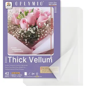 Thick Translucent Vellum Paper, 42 Sheets 167GSM Printable Vellum Paper for Invitations, Envelopes, Heat Embossing, Belly Bands(8.5 x 11 Inches)