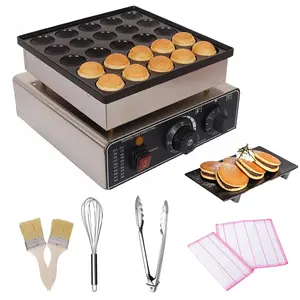 900W Commercial Electric Mini Pancake Maker, 25-Cup Non-Stick Poffertjes Machine, Stainless Steel Dutch Pancake Maker for Breakfast Service, Cafes, Bakeries, Food Trucks, Events, Parties & Home Kitchen