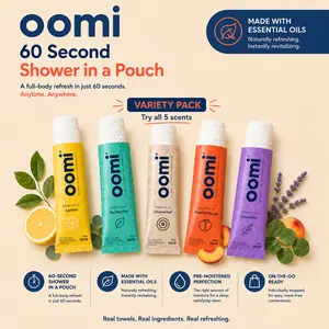 Oomi Full-Body Cleansing – Pack of 5  | Soft Pre-Moistened Terry Cloth Face & Body Towel for Men & Women - Gently Clean & Dry Skin Quickly – Multifunctional Towel for Gym, Office, Outdoor & Travel Use
