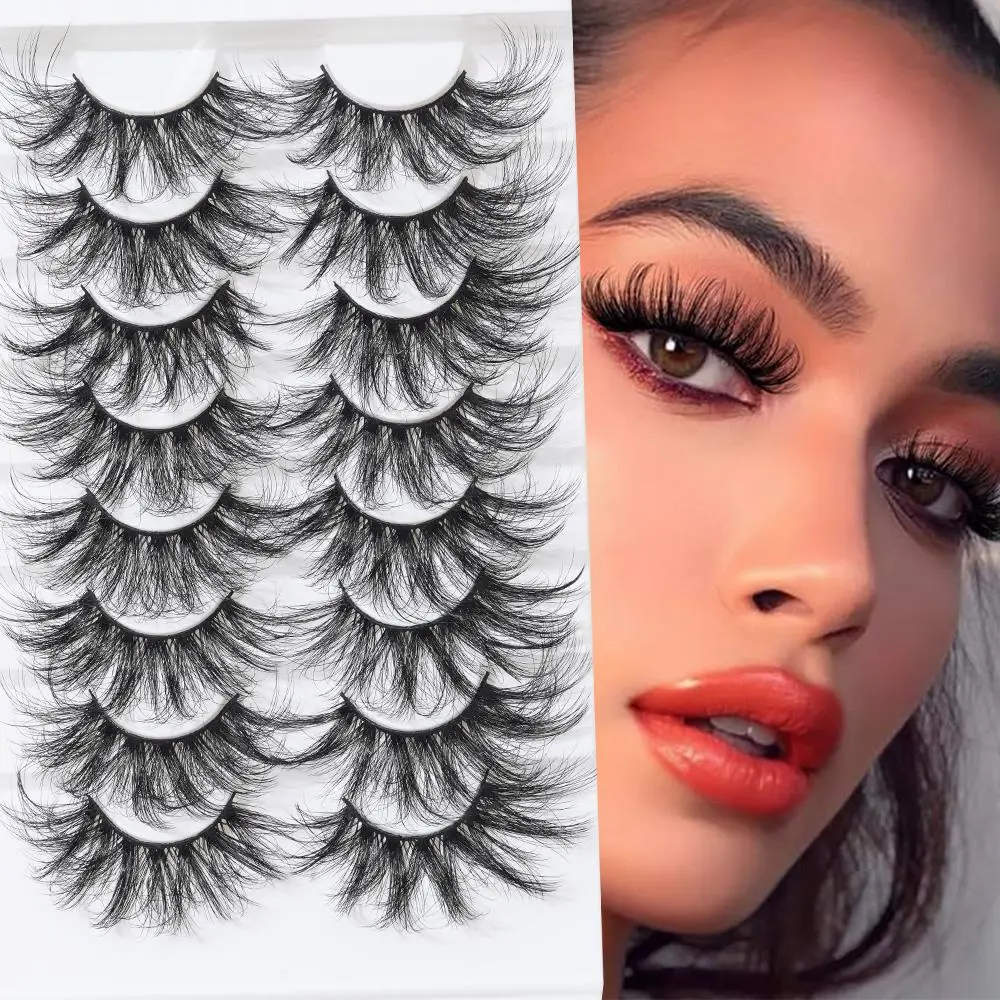 6D False Eyelashes, 8 Pairs 25mm Thick & Long Crossover False Eyelashes for Women, Lash Extension Kit Eyelash Extension Kit, DIY Lash Extensions Kit, Longer Looking Eyelashes, Volume Lashes, Fake Eyelashes