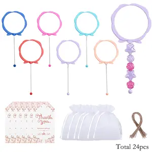 24pcs Beadable Rose Handheld Mirror Set with Card Packaging Bags and Cords, DIY Portable Makeup Mirror Single Sided Compact Mirror for Travel and Daily Use, Holiday Gift, Birthday Gift, Mother's Day Gift