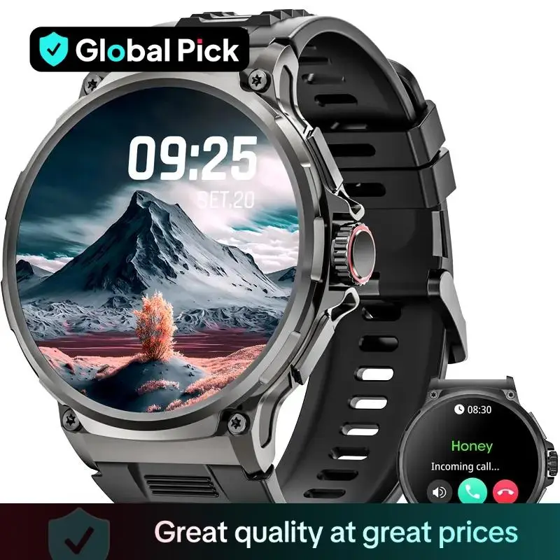 Men's Smart Watch with Phone Answer/Dial, 1.85-inch Round HD Display Smart Watch with Pedometer, Activity Tracker, 100+ Sport Modes, Waterproof Fitnes