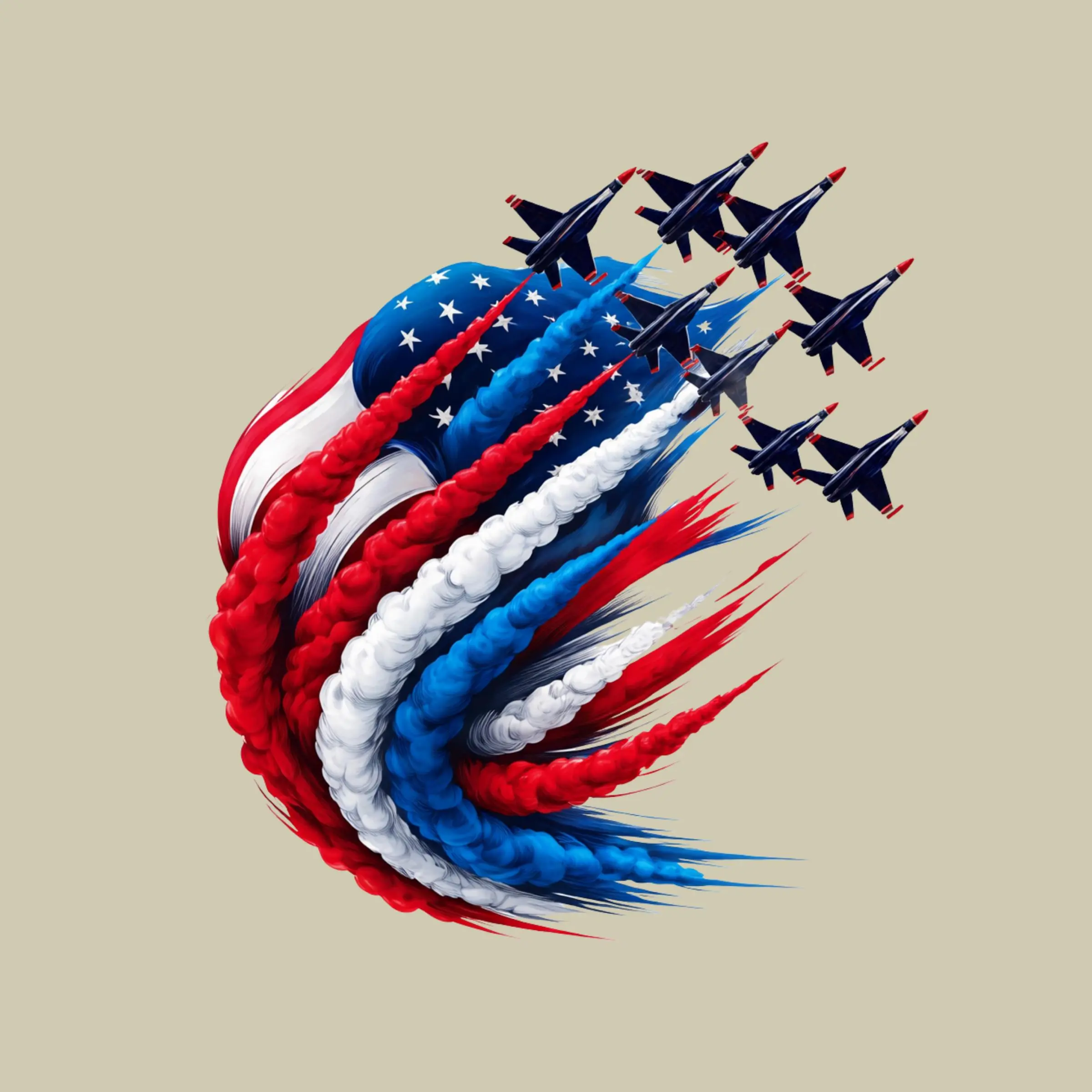 Air Force Jet Trail Sticker, USA Red White Blue Smoke Patriotic Flight Formation