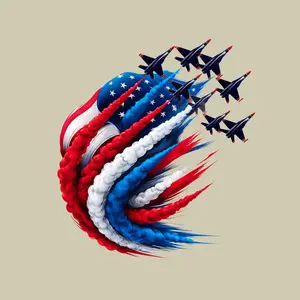 Air Force Jet Trail Sticker, USA Red White Blue Smoke Patriotic Flight Formation