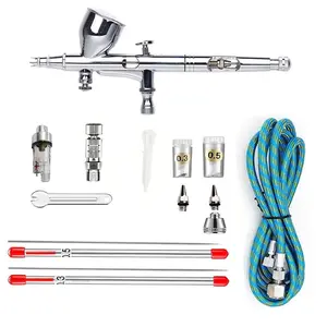 Professional 180k Dual Action Gravity Spray Gun Kit, 0.2mm/0.3mm/0.5mm Nozzles, 9ML Paint Cup, 180cm Air Hose, Metal Handle, Precision Tip, Paint Sprayer Kit, Paint Spraying Tool, Spray Painting Tool