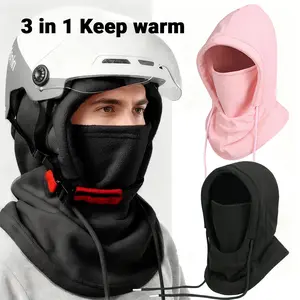 3-in-1 Outdoor Winter Thermal Face Cover Hood Elasticsuede fabric conforms to facial contours withoutobstructing vision.  Designed to cover head,neck,andface,Aeffectively blocking cold winds.ldeal forcycling,hiking,mountaineering,or cold weather