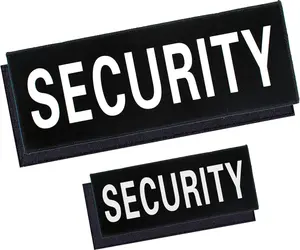 Security Hook and Loop Patch Ultra Reflective Security Patch Durable Fabric Patches for Men Vest, Jacket, Carrier, Gear, Bag, Hat, Black 2 Pack