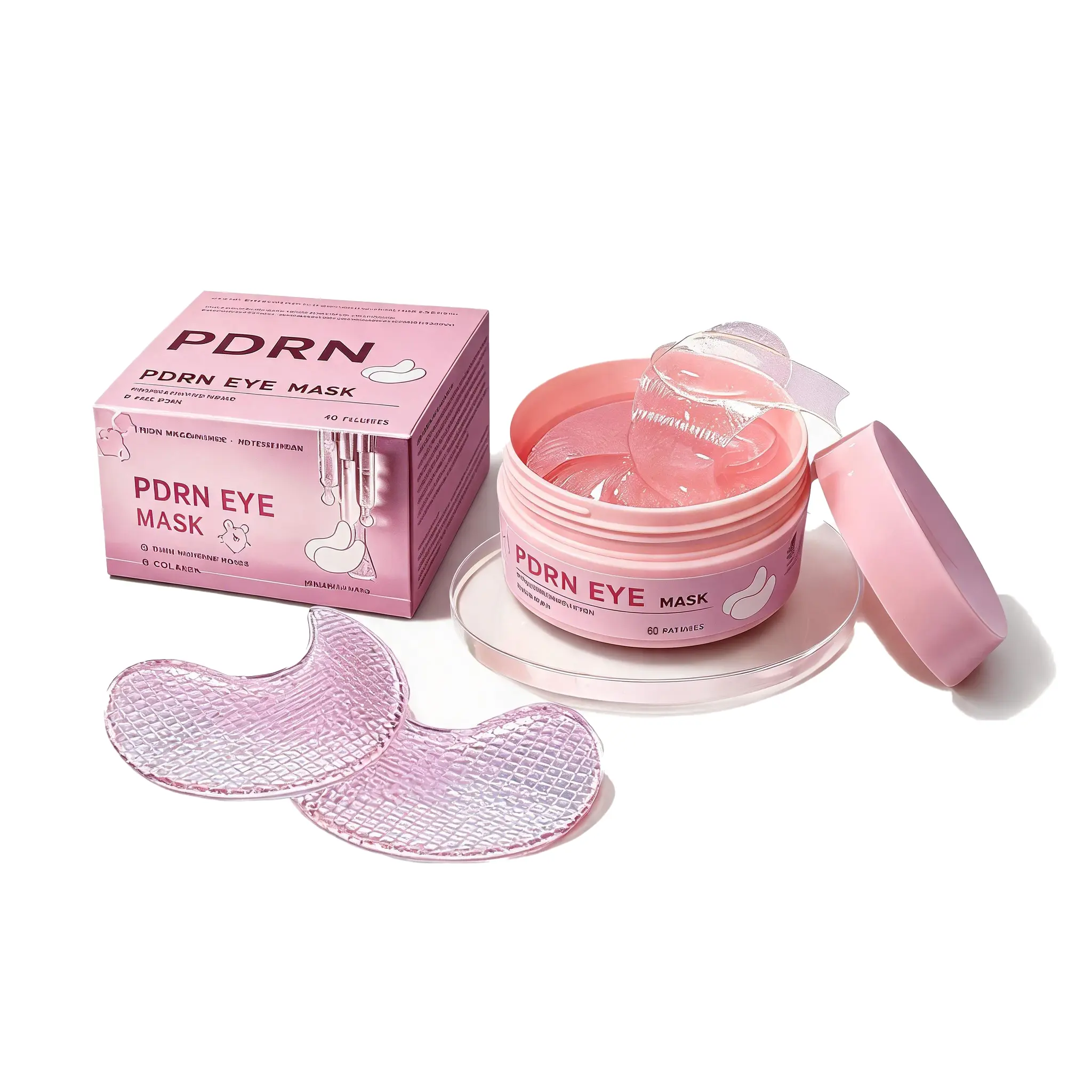 K-Beauty PDRN Salmon DNA Grid Pattern Hydrogel Eye Patches - 60 Pairs, Skin Longevity Barrier Soothing, Dark Circle Brightening, Fine Line Smoothing, for All Skin Types
