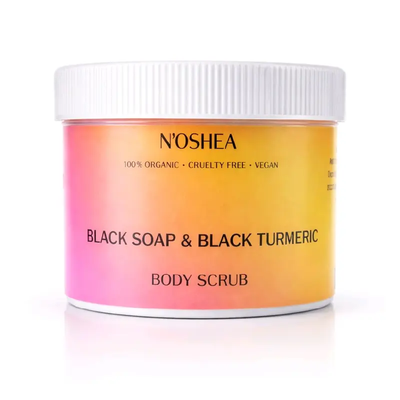 N'OShea African Black Soap & Black Turmeric Body Scrub with Japanese Brown Sugar - 16oz Foaming Exfoliant for Radiant Skin Glow Body Care Sensitive