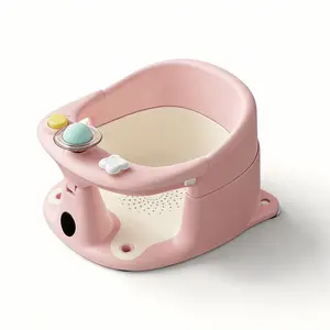 MOREFEEL Baby Bath Seat for 6 Months and Up Anti-Slip Toddler Bath Chair with 3 Bath Toys Real-Time Thermometer Suction Cups and Soft Cushion Suitable for Infant Shower Bathtubs