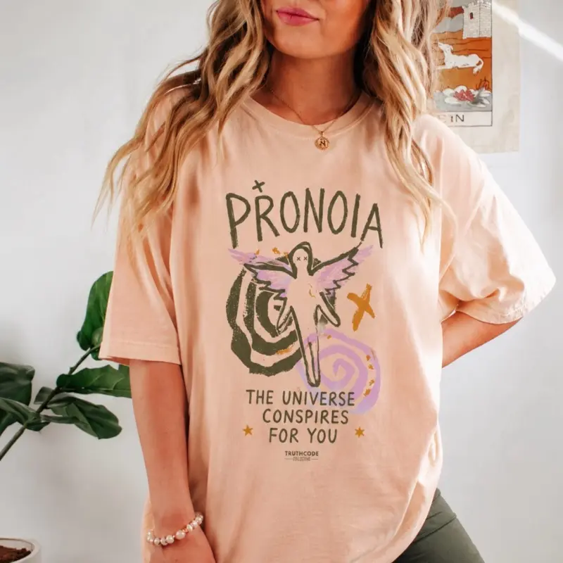 Organic Cotton "PRONOIA" Tee, Inspirational Graphic T-Shirt, Spiritual Top, Womenswear, Crewneck, Eco-Friendly, Unisex Fit [GOTS + OCS Certified]