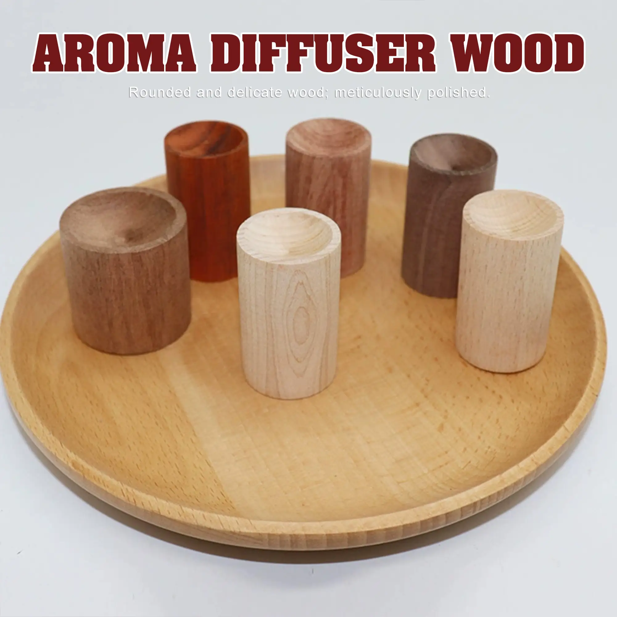 6 Counts Charcoal Wooden Diffuser, Best Hand-Crafted Wick Essential Oil Diffuser made of eco-friendly wood