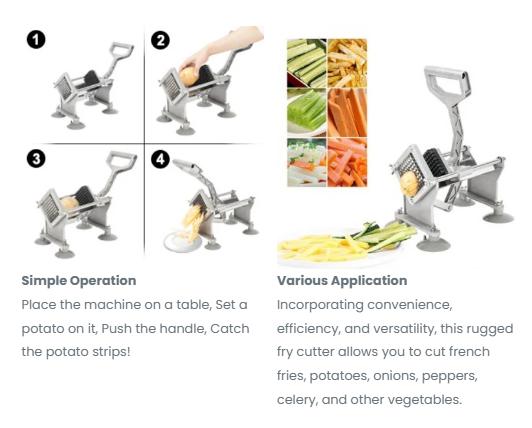 [ FLASH SALE ] ROVSUN Manual Stainless Steel French Fry Cutter for Potato Vegetable