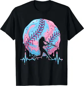 Baseball Drip for Boys Ice Cream Drip Baseball Heartbeat T-Shirt Cotton Fabric Kid