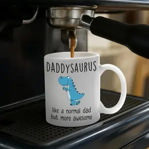 DADDYSAURUS Coffee Mug for Dad - Funny Gifts for Dad from Daughter, Son, Kid - 11oz, 15oz T-rex Daddy Mug - Fathers Day, Christmas, Birthday Gift for Father, Step Daddy - Husband Gift from Wife