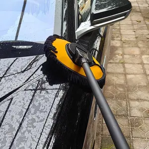 Ultra-Fine Fiber Stretchable Chenille Car Wash Brush, Soft Bristles, Non-Damaging, Extendable Handle, Ideal for Car Cleaning, Home Kitchen Use