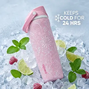 Owala FreeSip Sway Pink Coastal Bohemian 30oz Water Bottle | Leakproof Insulated Stainless Steel Bottle | Cute Pink Hydration Cup for Travel Gym School