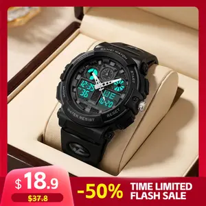 SKMEI Men's Sports Electronic Watch Watch Multi functional Dual Display Time Timer, Stopwatch, Calendar Alarm Clock, Week Function, Student New Year Gift, 5ATM Waterproof