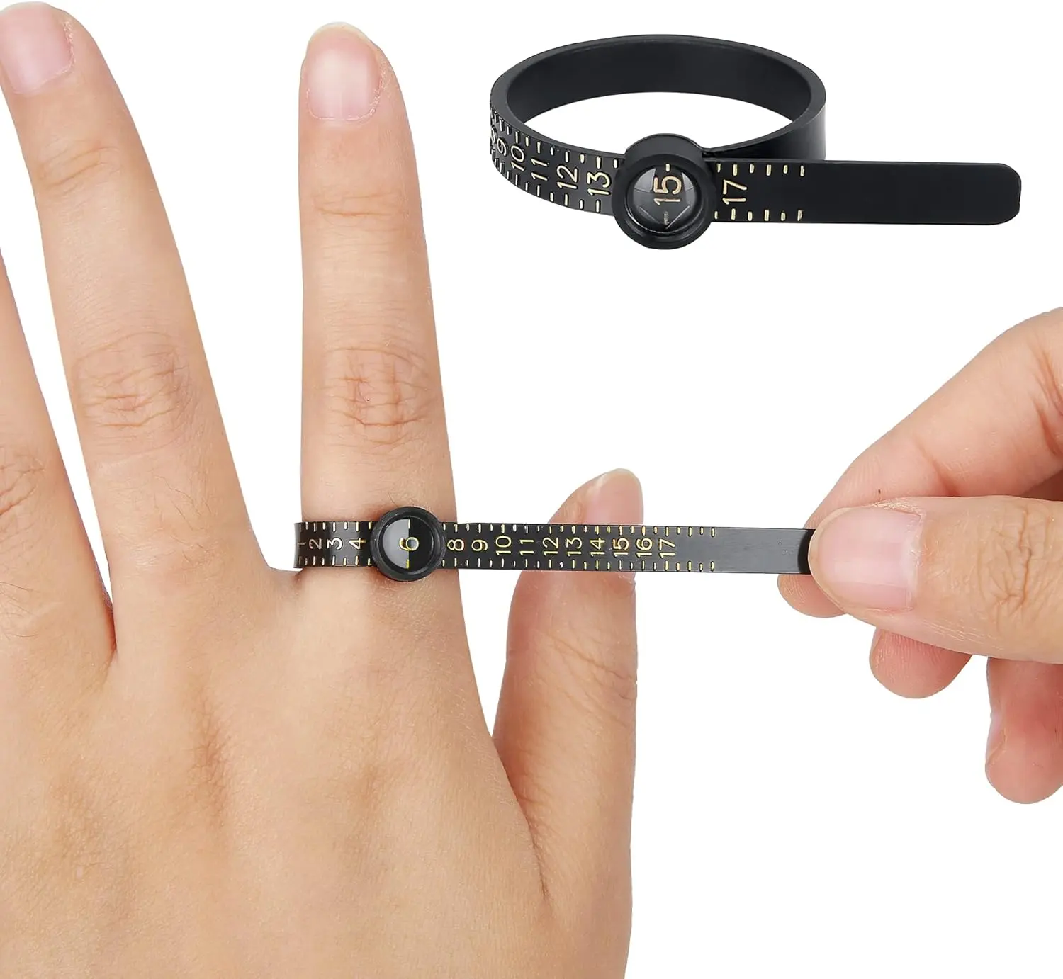 Ring Sizer Measuring Tool, Ring Measurer and Ring Sizer 1-17 | Measure Ring Jewelry Size at Home, Magnifier for Clear Reading, Includes Half Sizes, Reusable for Men & Women