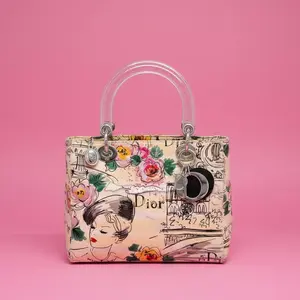 Pre-owned Dior Leather Shoulder Bags Lady Beige Printed Canvas Handbag