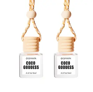 2PCS Car Perfume Pendant Hanging Bottle With Flower,Empty Colorful Glass Car Air Freshener Diffuser Essential Oil Perfume Vials Diffuser Ornament