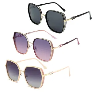 UV400 Classic Oversized Round Frame Sunglasses Women's Trendy Retro Summer Sun Protection  Glasses for Driving Fashion Accessories