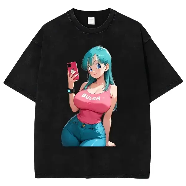 Bulma Style Graphic T-Shirt, DMZ Shirt, Anime Vintage Shirt,Unisex Couple T-shirts S 4XL 5XL Kove Clothing  Anime Lovers Shirt, Unisex Gift For Menswear Womenswear Casual Streetwear,Trending,All Size