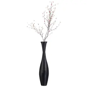 212 MAIN 43-In Sturdy Modern Bamboo Wood Standing Floor Vase, Uniquewise QI004207.L.BK Black Decorative Contemporary Home Decor for Living Room, Entryway (for Dried Branches or Flowers)