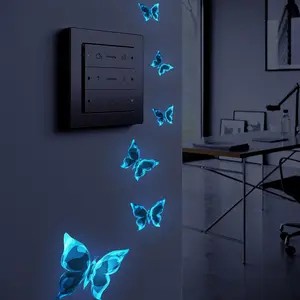 Luminous Butterfly Sticker, 1 Set Glow in The Dark Decorative Wall Sticker, Diy Decoration for Home Party Festival, Diy Stickers