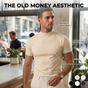 Men’s Summer Slim Fit  High-Neck Stretch Quick-Dry Breathable Short Sleeve casual commuter  wrestling wear Unisex Crewneck White T-shirt   6 pack of tees clothes   siah‘ t shirt Graphic Todo a su tiempo masters 2026 merch shirts meme Beige Plain Tropical