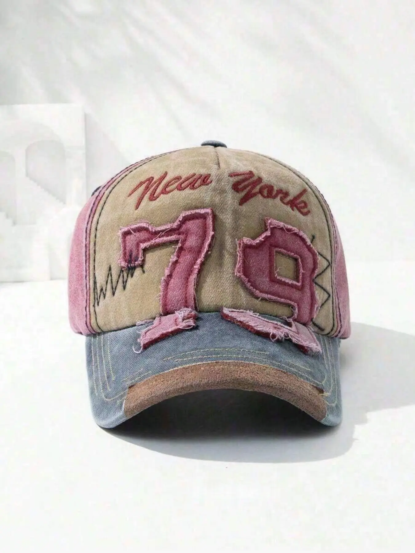 Vintage Patchwork Embroidered Baseball Hat, Truck Driver's Hat With Colorblock, Embroidery, Vintage Number, Lightweight & Adjustable Size' MusicFest Y2KFest Back To School Autumn Halloween Halloween Winter.