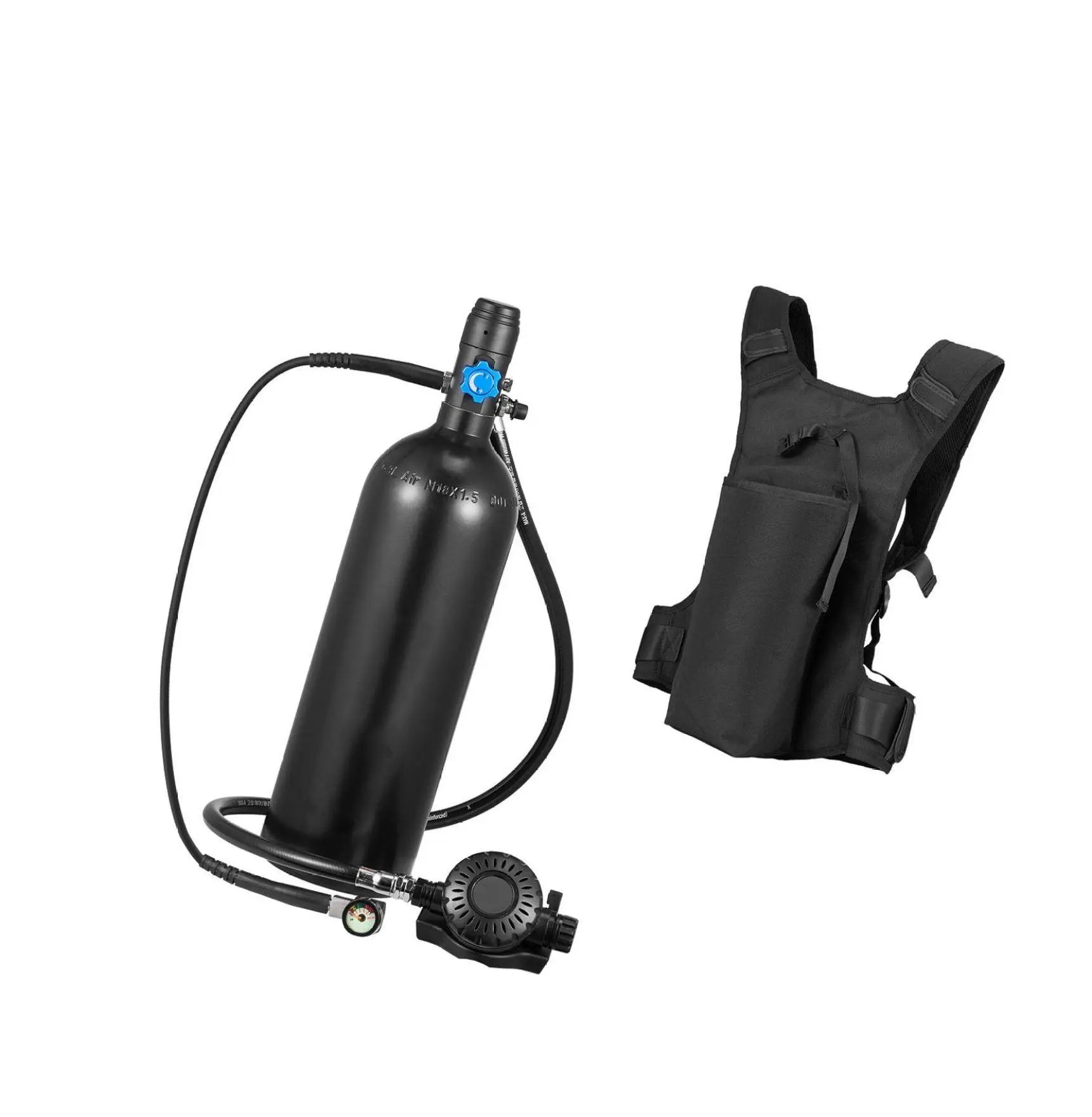 Mini Diving Cylinder 1.9L Portable Underwater Breathing System - 35 Min Dive Time - Reusable Snorkeling Tank with Backpack No inflation tool
