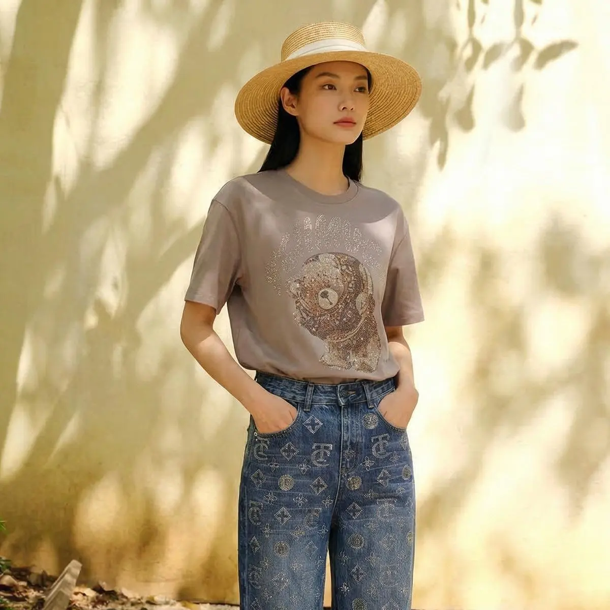 Greenish TCH - Light Grey Puppy Hot Diamond Short Sleeve