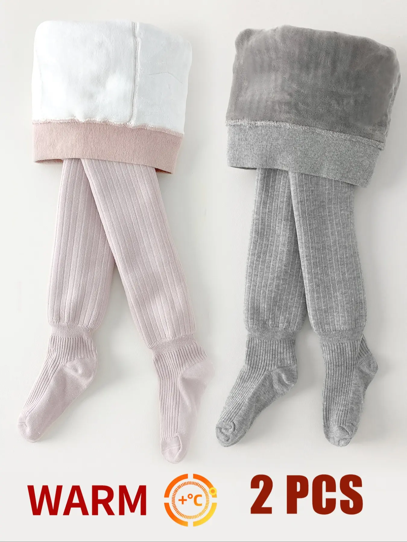 2 PCS Girls' Warm Winter Soft Leggings Set, Minimalist Design, Casual Solid Color, Perfect for Daily Wear, Comfortable & Stylish Clothing