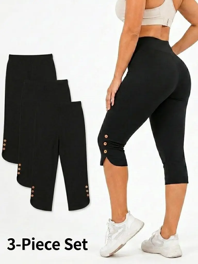 Women’s High-Waisted Capri Yoga Leggings - Breathable Fabric Tummy Control Soft Stretch Cropped Workout Activewear for Summer