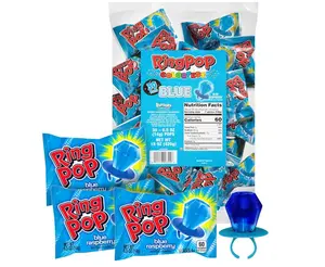 Ring Pop Individually Wrapped Blue Candy 30 Count Bulk Lollipop Pack – Raspberry Flavored Lollipop Suckers for Kids, Fun Candy Bulk for Gender Reveal & Bachelorettes, Kids Party Favors
