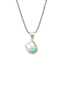 Leroy James – Belt Buckle Pendant – Sterling Silver and Genuine Turquoise-  Authentic Native American Handmade - American Sterling Silver - Made in USA