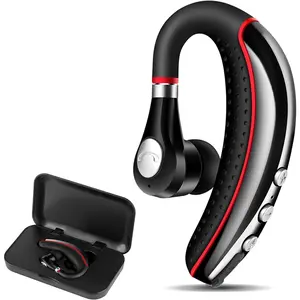 Bluetooth Headset V5.0 Wireless Bluetooth Earpiece with Noise Canceling Mic for Cell Phone Business Earphone for Driving/Trucker/Office Sweatproof Headset for Android/iPhone RED