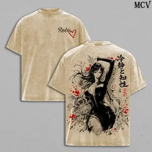Nico Robin One Pieces Devil Child Vintage Washed T-Shirt |   Hana Hana Fruit Anime Graphic Tee |   Pirate Waifu Streetwear Oversized Shirt