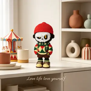 Cute Bear Puzzle Building Blocks Decoration, Ideal Gift for Thanksgiving Christmas Halloween Easter, Home Office Party Decor Building Block Set