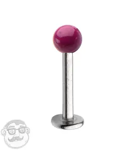 16G Stainless Steel Lip - Labret Stud with Purple Ceramic Ball