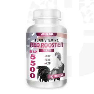Super Vitamina Red Rooster Supplement for Birds B12 5500, 100 Tablets, with B12, B15, ATP