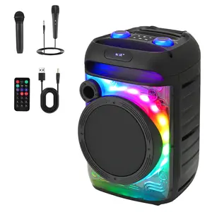 Dazone Portable Bluetooth PA Speaker System, Rechargeable Indoor/Outdoor Bluetooth Speaker Portable System w/ 8” Subwoofer, Microphone in, Party Lights, MP3/USB, Radio, Remote