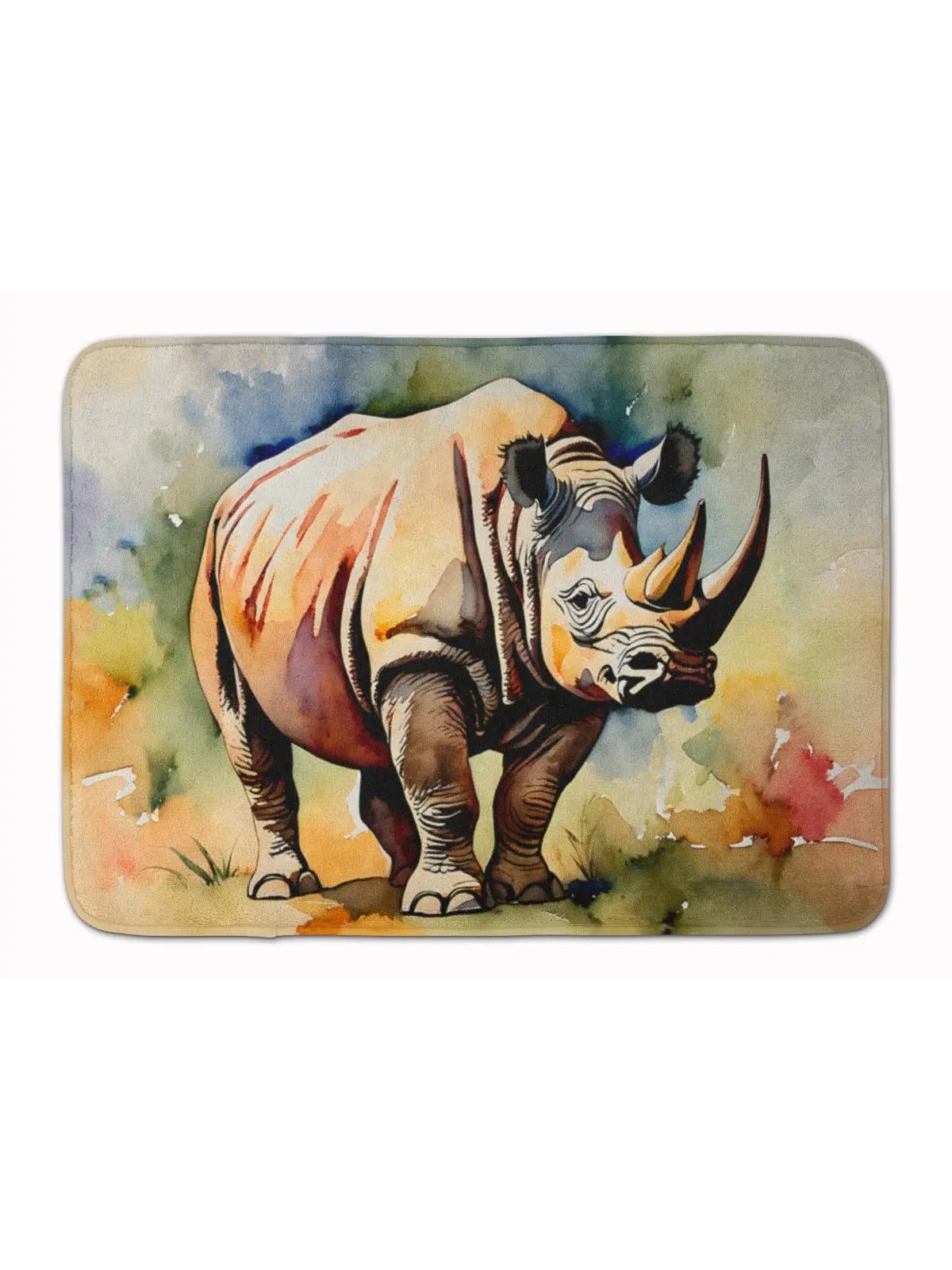 Carolines Treasures DAC2984RUG 19x27 in. Rhinoceros Memory Foam Kitchen Mat, Animal-Inspired, Art-Themed, Cozy, Cushioned Household Rug for Kitchen Use, Animal-Inspired Kitchen Rugs, Art-Themed Kitchen Rugs