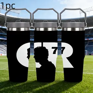 1pc 30oz stainless steel large-capacity car water bottle, Number 7 jersey Pattern，for Cristiano Ronaldo fans.for football enthusiasts. various patterns to choose from, fan gift, Outdoor camping Coffee Cups & Mugs