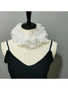 Stage photoshoot, organza, fake collar, small ruff collar, fungus collar