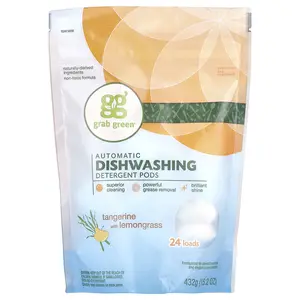 Grab Green Automatic Dishwashing Detergent Pods, Tangerine with Lemongrass, 24 Loads, 15.2 oz (432 g)